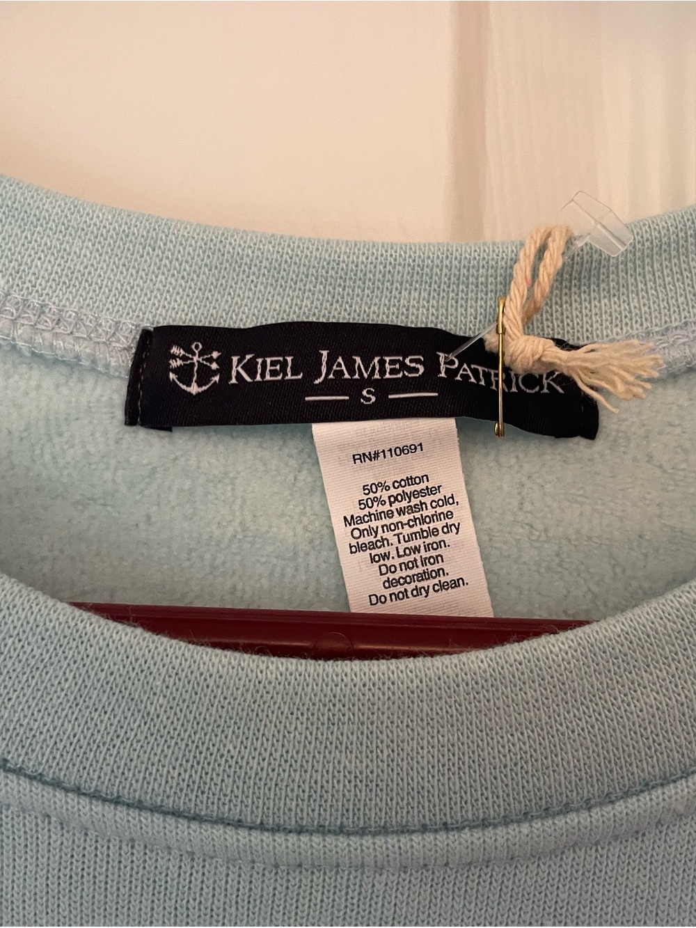 NWT Kiel James Patrick Light Blue Sweatshirt with Red Lobster Small - Picture 3 of 7